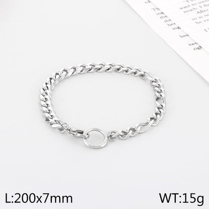 Stainless Steel Rock Punk Solid Color Bracelets Necklace