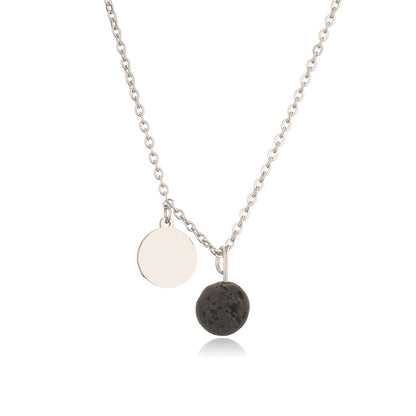 Stainless Steel Punk Simple Style Round Pendant Necklace