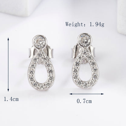 1 Pair Glam Romantic Shiny Star Moon Oval Plating Inlay Sterling Silver Zircon White Gold Plated Ear Studs