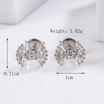 1 Pair Glam Romantic Shiny Star Moon Oval Plating Inlay Sterling Silver Zircon White Gold Plated Ear Studs