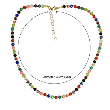 Vacation Bohemian Geometric Stainless Steel Artificial Gemstones Alloy Beaded Plating Women's Necklace