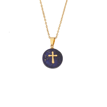 Pastoral Geometric Natural Stone 18K Gold Plated Pendant Necklace In Bulk