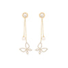 1 Pair Simple Style Classic Style Butterfly Inlay Copper Pearl Zircon Drop Earrings