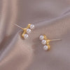 1 Pair Casual Simple Style Solid Color Round Inlay Alloy Pearl Ear Studs