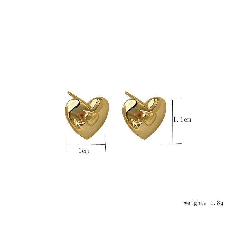 1 Pair Simple Style Streetwear Heart Shape Sterling Silver Gold Plated Silver Plated Ear Studs