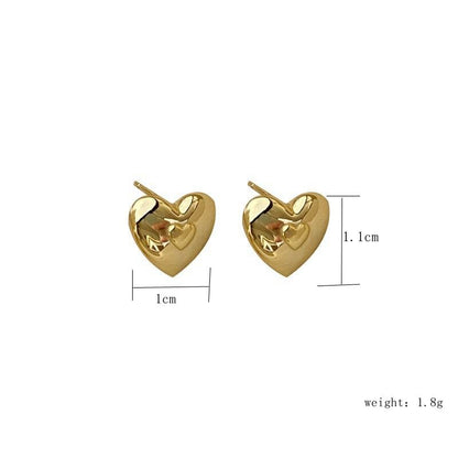 1 Pair Simple Style Streetwear Heart Shape Sterling Silver Gold Plated Silver Plated Ear Studs