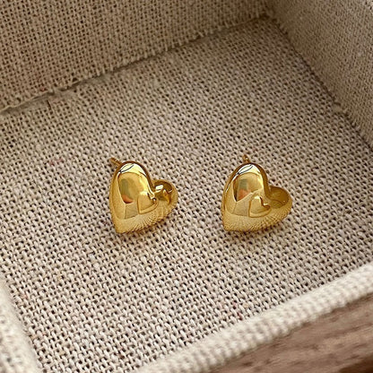 1 Pair Simple Style Streetwear Heart Shape Sterling Silver Gold Plated Silver Plated Ear Studs