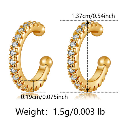 Retro Simple Style C Shape Copper Plating Inlay Zircon Ear Cuffs 1 Pair