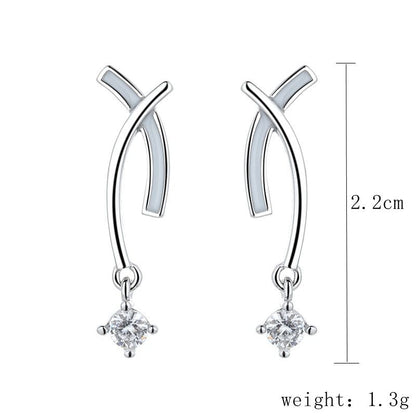 1 Pair Elegant Artistic Solid Color Inlay Sterling Silver Moissanite Drop Earrings