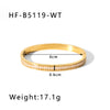 Stainless Steel 18K Gold Plated IG Style Geometric Inlay Zircon Bangle