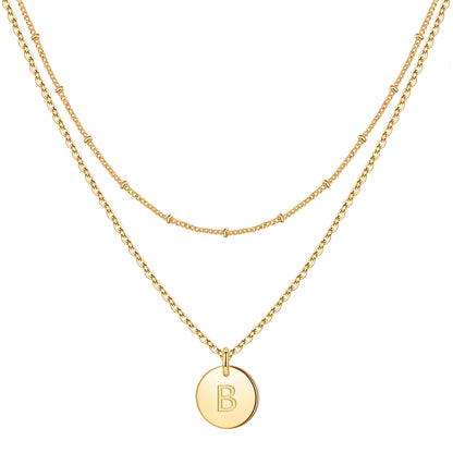 Copper 14K Gold Plated Casual Cool Style Round Letter Double Layer Necklaces