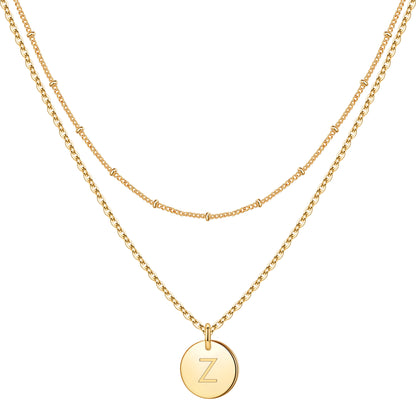 Copper 14K Gold Plated Casual Cool Style Round Letter Double Layer Necklaces