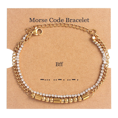 Stainless Steel Simple Style Classic Style Letter Inlay Zircon Bracelets