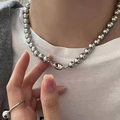 Elegant Simple Style Round Artificial Pearl Alloy Beaded Plating Women's Necklace