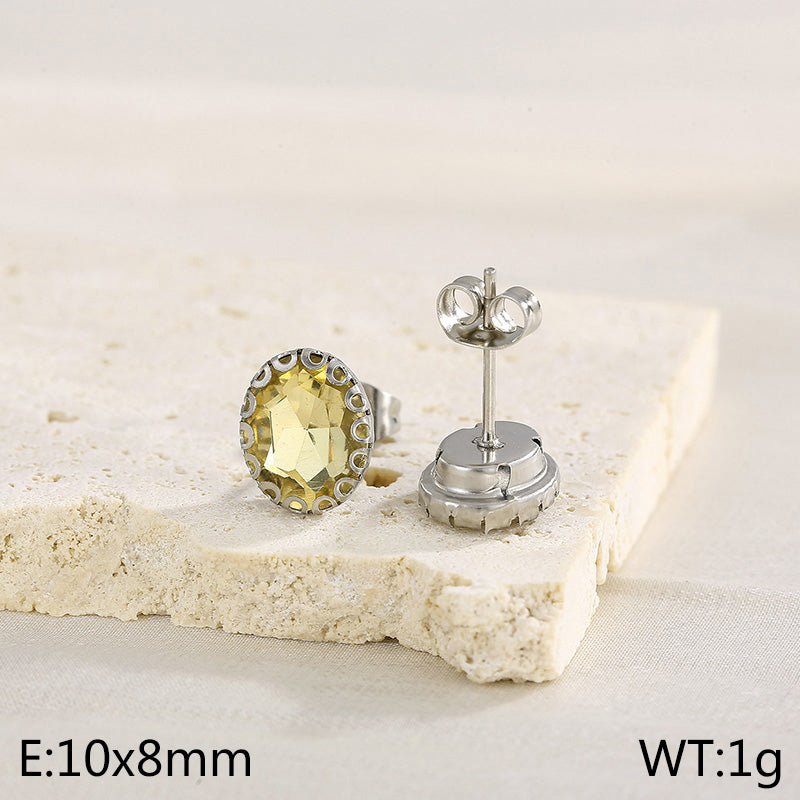 1 Pair Simple Style Shiny Round Inlay Stainless Steel Zircon Ear Studs