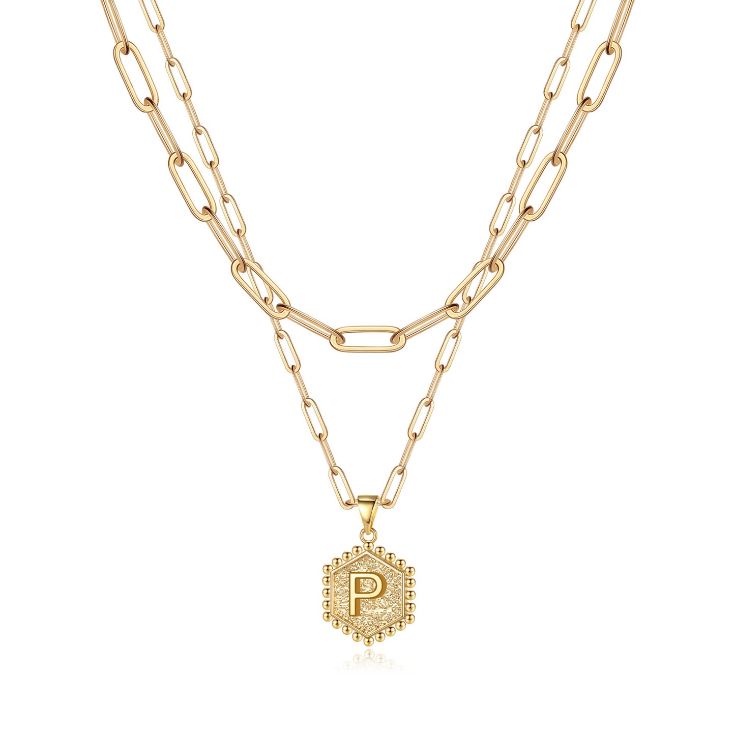 Copper Gold Plated Hip-Hop Cool Style Hexagon Letter Plating Necklace