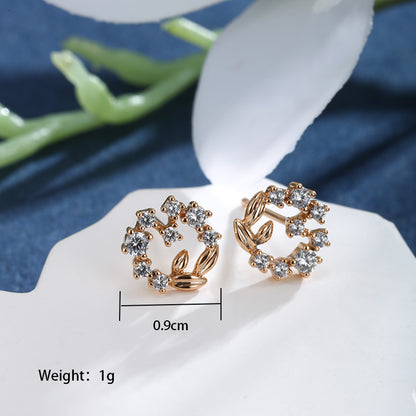 1 Pair Fairy Style Elegant Lady Cross Round Heart Shape Plating Inlay Copper Alloy Rhinestones Ear Studs