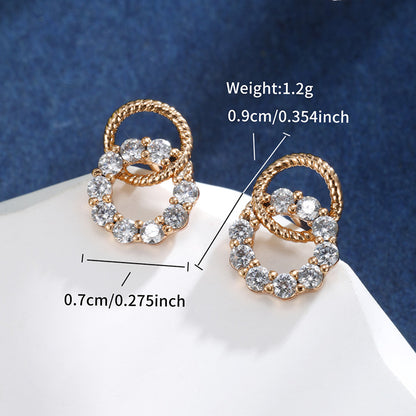 1 Pair Fairy Style Elegant Lady Cross Round Heart Shape Plating Inlay Copper Alloy Rhinestones Ear Studs