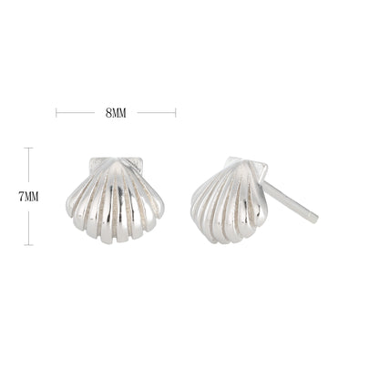 1 Pair Basic Streetwear Scallop Sterling Silver Plating Ear Studs