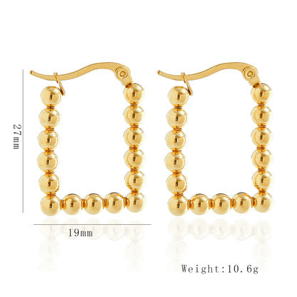 1 Pair Simple Style U Shape Round Square Plating 316 Stainless Steel  18K Gold Plated Earrings