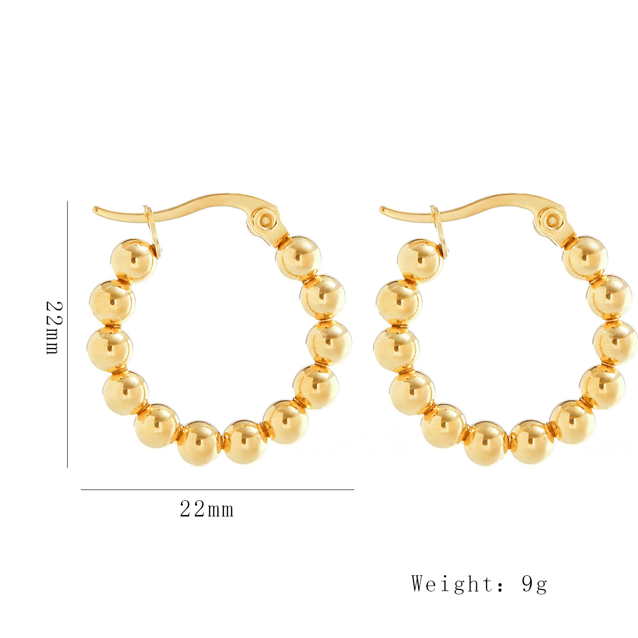 1 Pair Simple Style U Shape Round Square Plating 316 Stainless Steel  18K Gold Plated Earrings