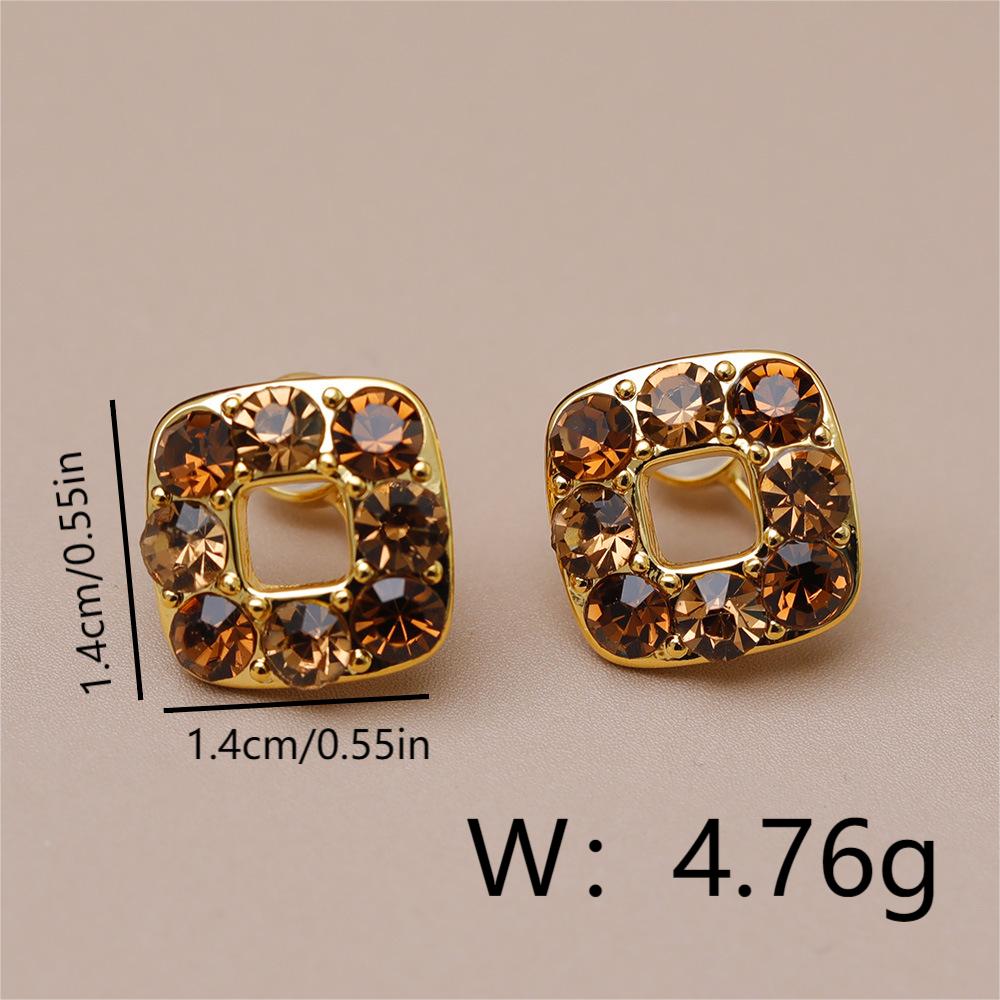 1 Pair Simple Style Commute Solid Color Plating Inlay Copper Rhinestones 18K Gold Plated Ear Studs