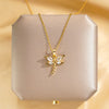 Titanium Steel Gold Plated Glam Luxurious Plating Inlay Solid Color Diamond Pendant Necklace