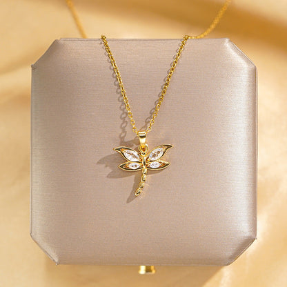 Titanium Steel Gold Plated Glam Luxurious Plating Inlay Solid Color Diamond Pendant Necklace