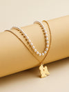 Simple Style Classic Style Cross Stainless Steel Imitation Pearl Beaded Plating Women's Necklace