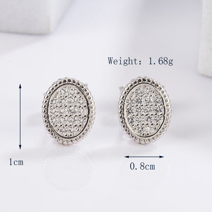 1 Pair Elegant Glam Luxurious Round Oval Bow Knot Plating Inlay Sterling Silver Zircon White Gold Plated Ear Studs