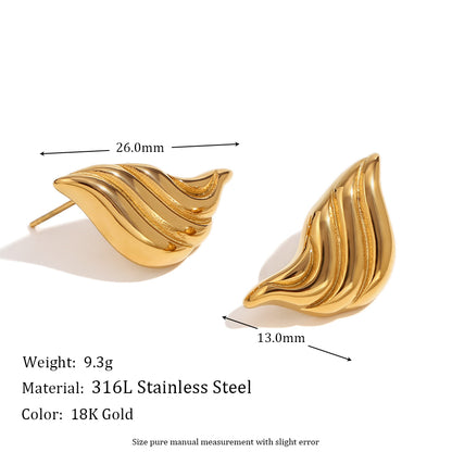 1 Pair Streetwear Solid Color Plating Stainless Steel 18K Gold Plated Ear Studs