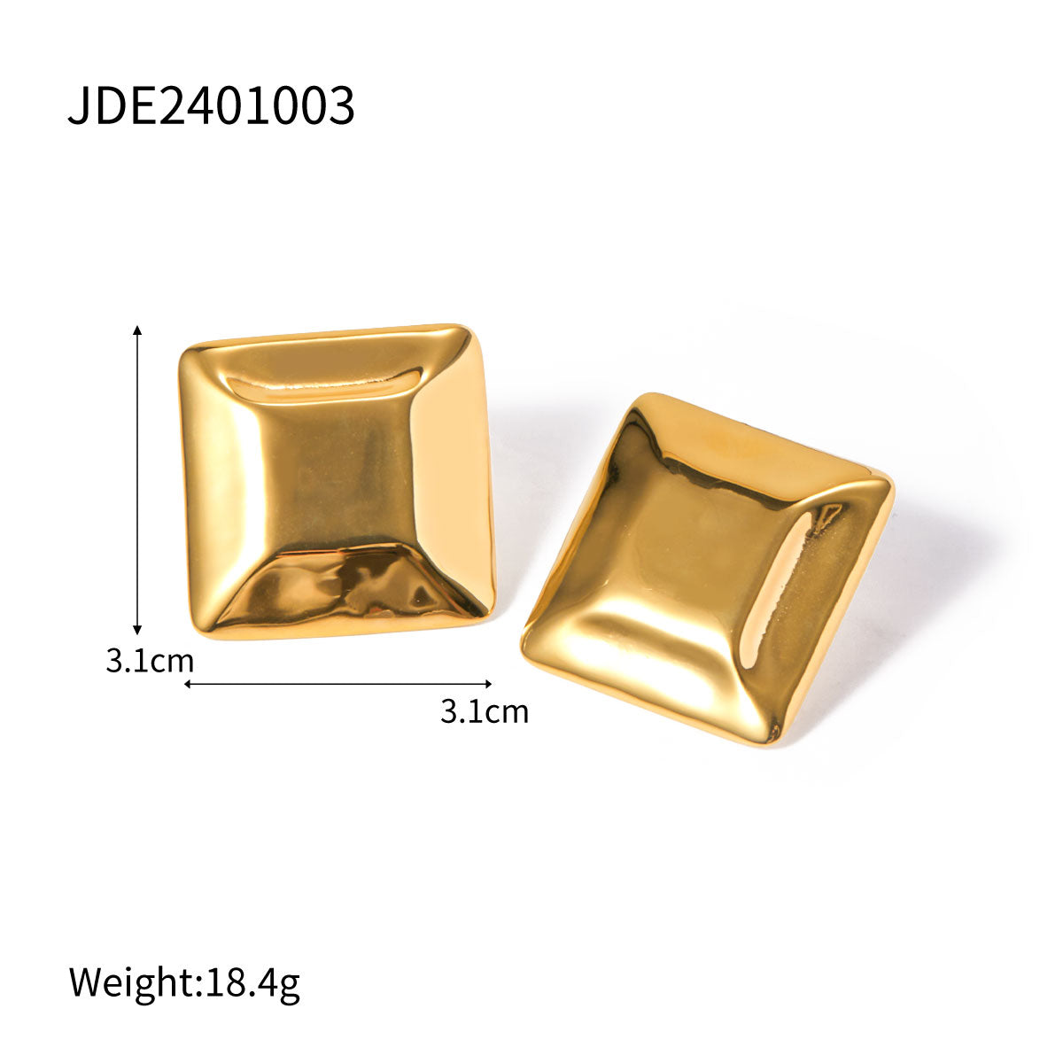 1 Pair IG Style Streetwear Square Stainless Steel 18K Gold Plated Ear Studs