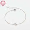 Sterling Silver White Gold Plated Simple Style Classic Style Letter Plating Inlay Zircon Bracelets