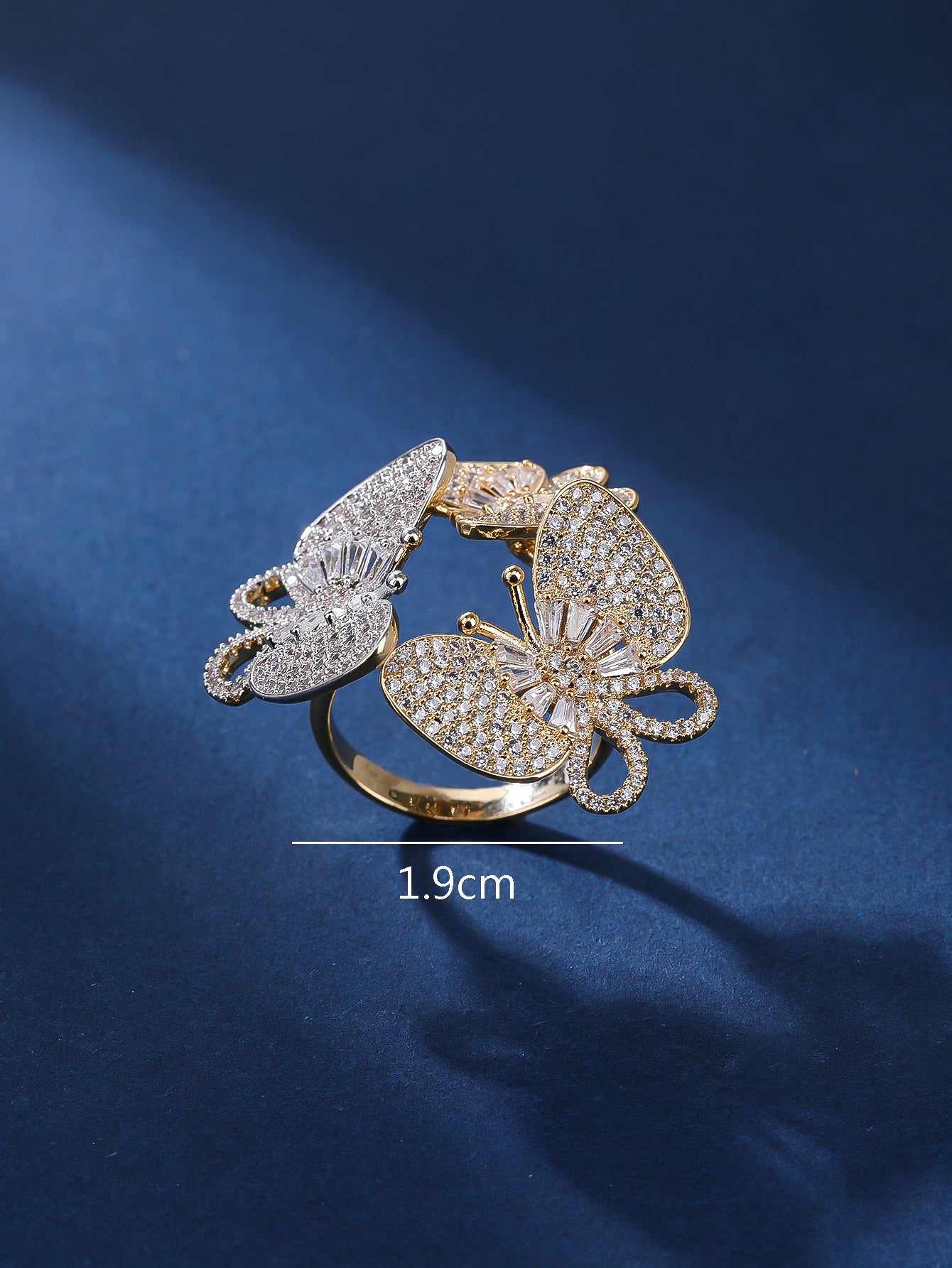 Wholesale Elegant Lady Flower Butterfly Copper Plating Inlay Zircon Open Rings