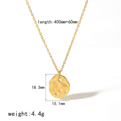 Stainless Steel 18K Gold Plated Glam Lady Classic Style Sun Inlay Zircon Pendant Necklace