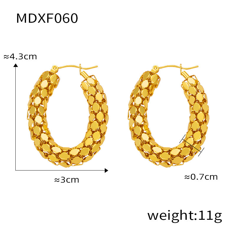 1 Pair Casual Retro O-Shape Titanium Steel 18K Gold Plated Earrings