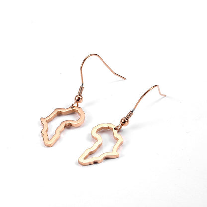 1 Pair Casual Streetwear Map Plating Stainless Steel 18K Gold Plated Drop Earrings