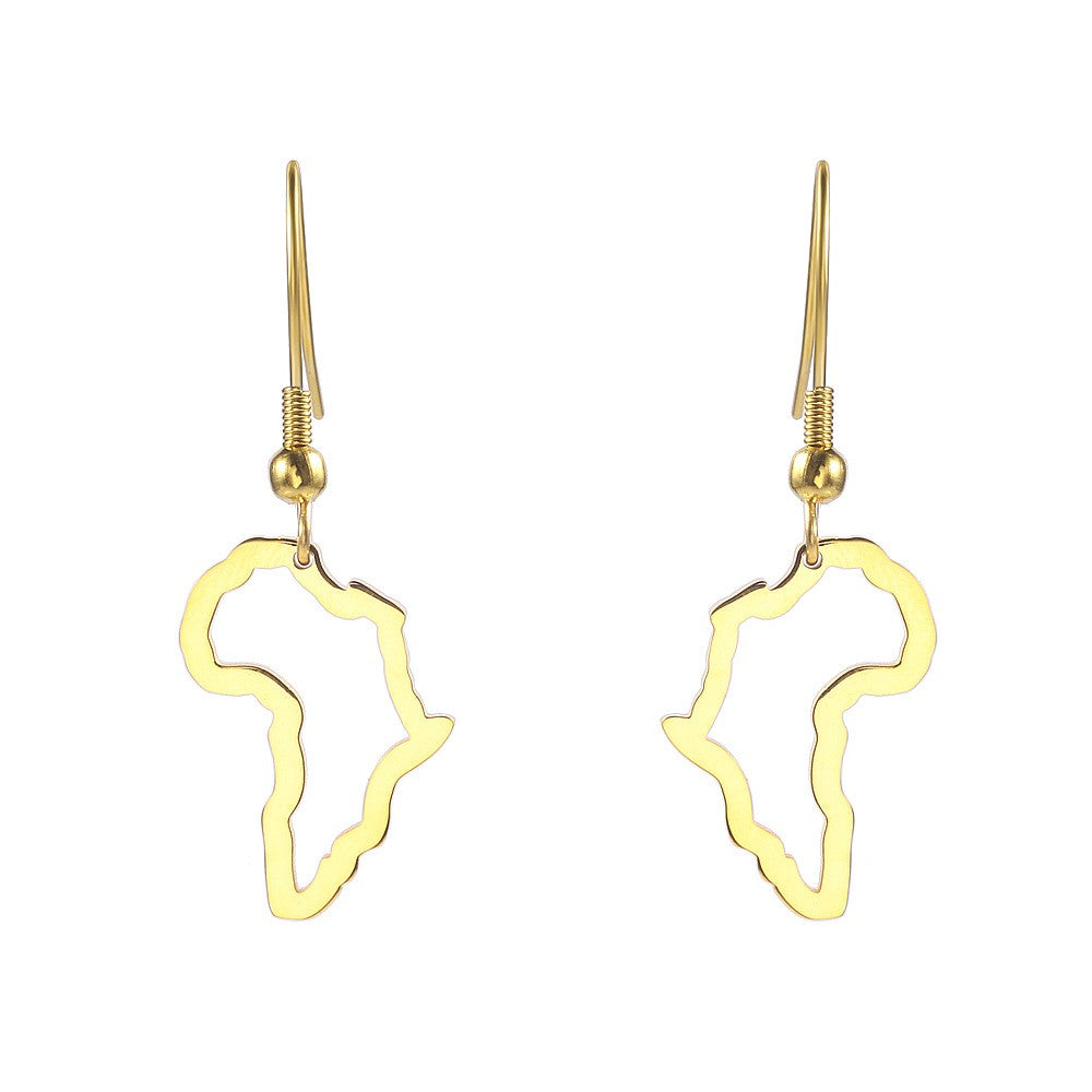 1 Pair Casual Streetwear Map Plating Stainless Steel 18K Gold Plated Drop Earrings