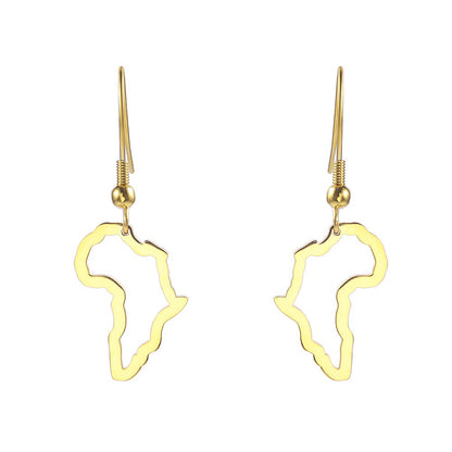 1 Pair Casual Streetwear Map Plating Stainless Steel 18K Gold Plated Drop Earrings