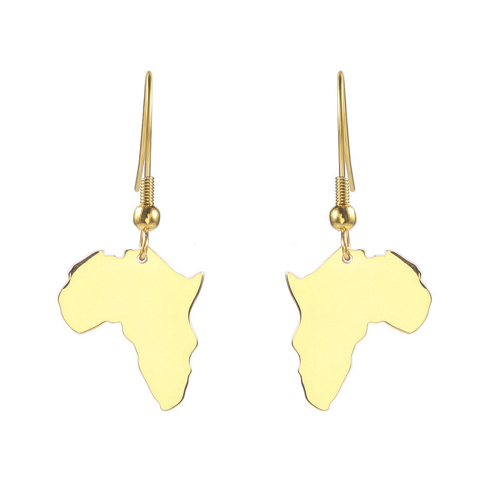 1 Pair Casual Streetwear Map Plating Stainless Steel 18K Gold Plated Drop Earrings