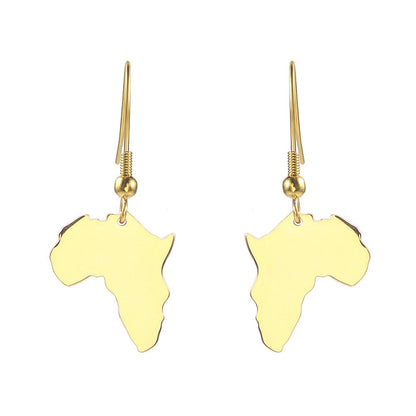 1 Pair Casual Streetwear Map Plating Stainless Steel 18K Gold Plated Drop Earrings