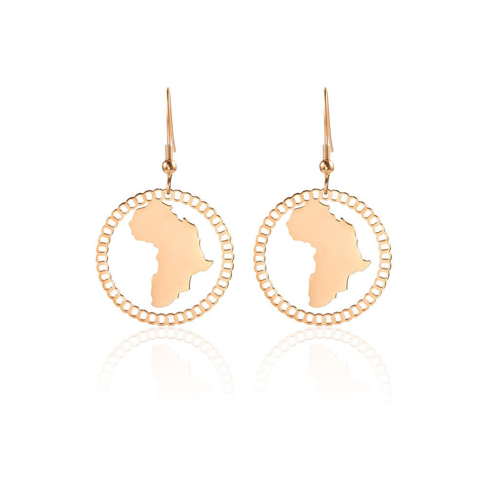 1 Pair Casual Streetwear Map Plating Stainless Steel 18K Gold Plated Drop Earrings