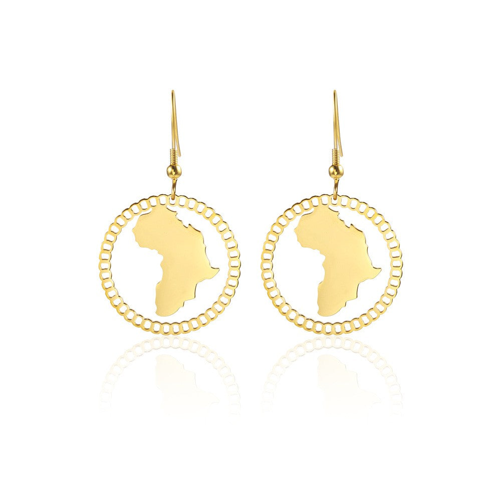 1 Pair Casual Streetwear Map Plating Stainless Steel 18K Gold Plated Drop Earrings