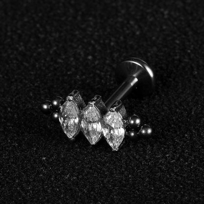 1 Piece Lip Rings Streetwear Cool Style Geometric Pure Titanium Inlay Zircon Lip Rings