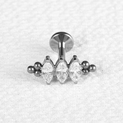 1 Piece Lip Rings Streetwear Cool Style Geometric Pure Titanium Inlay Zircon Lip Rings