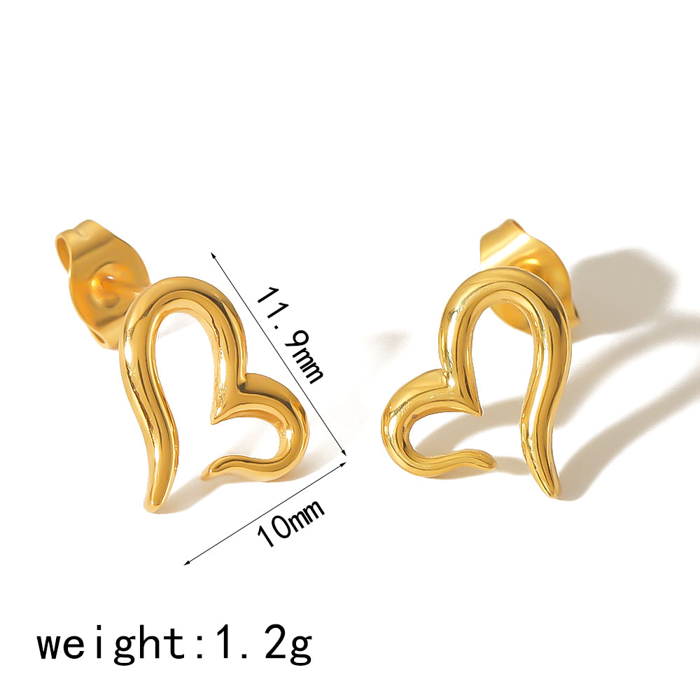 1 Pair Simple Style Classic Style Heart Shape Crown Foot Polishing Plating 304 Stainless Steel 18K Gold Plated Ear Studs