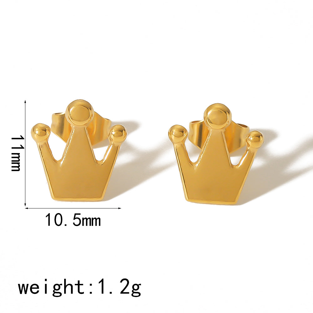 1 Pair Simple Style Classic Style Heart Shape Crown Foot Polishing Plating 304 Stainless Steel 18K Gold Plated Ear Studs