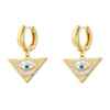 1 Pair Casual Streetwear Triangle Eye Plating Inlay Copper Zircon 18K Gold Plated Drop Earrings