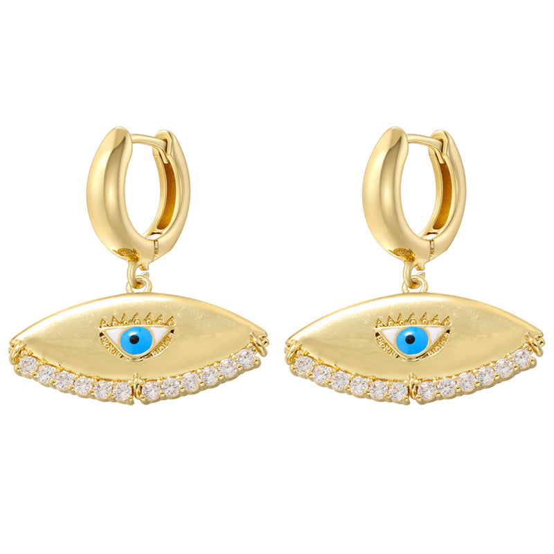 1 Pair Casual Streetwear Triangle Eye Plating Inlay Copper Zircon 18K Gold Plated Drop Earrings