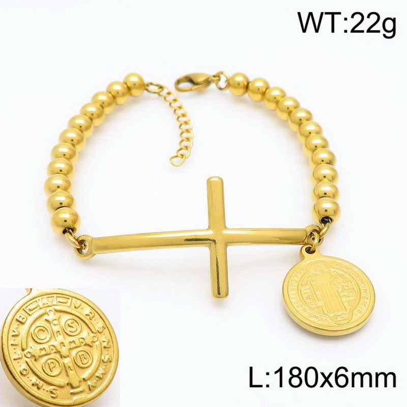 Stainless Steel 18K Gold Plated Basic Streetwear Cross Bracelets